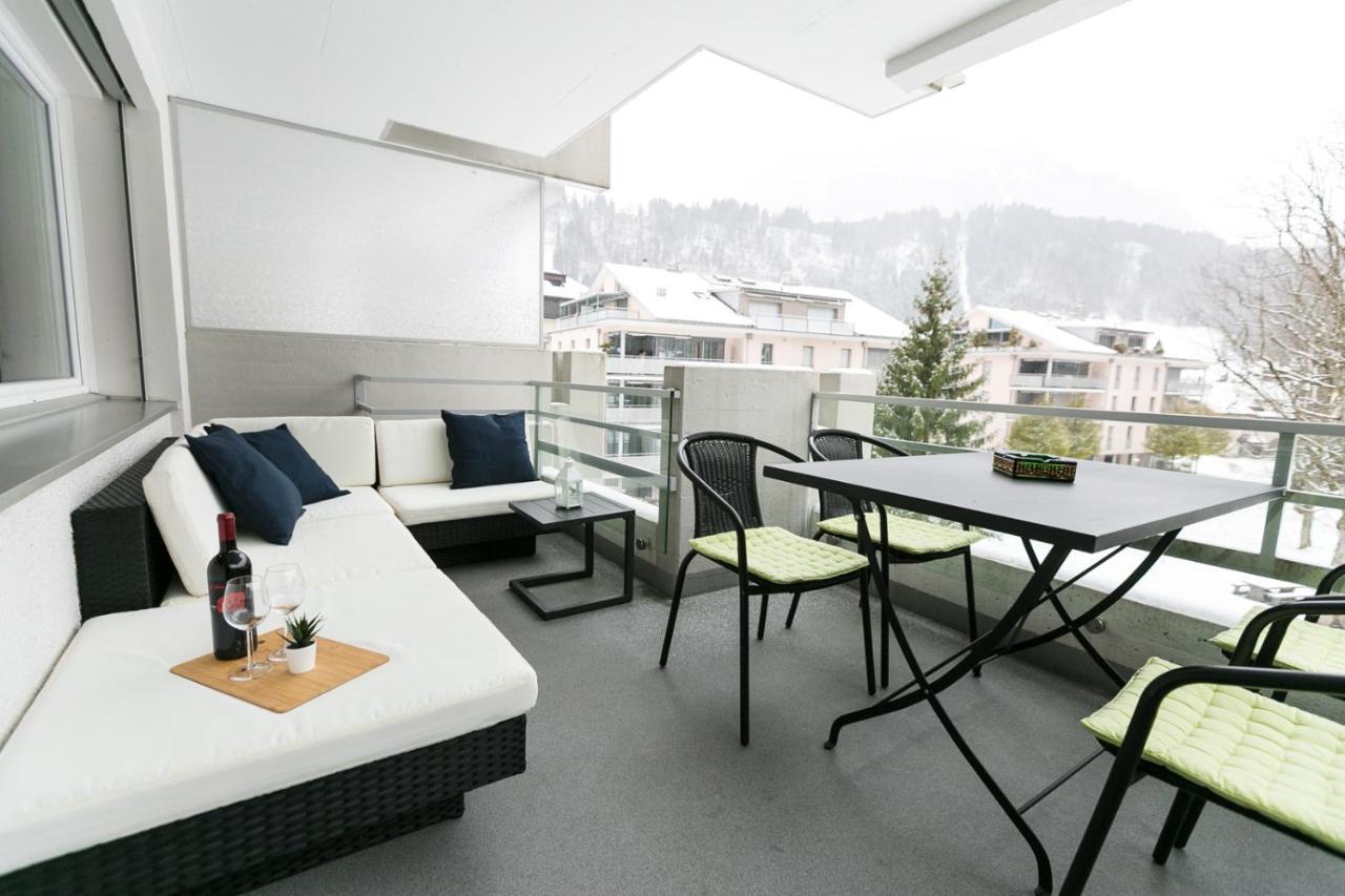 Spirit Apartments - Balkon - Bergsicht - Parkplatz Engelberg Exterior photo